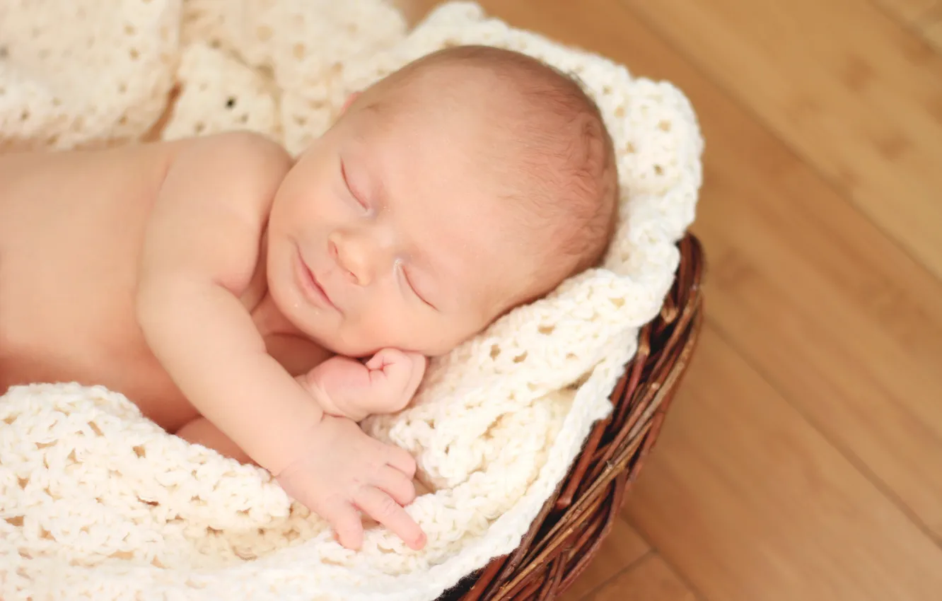 Photo wallpaper children, background, mood, Wallpaper, sleeping, basket, baby, newborn