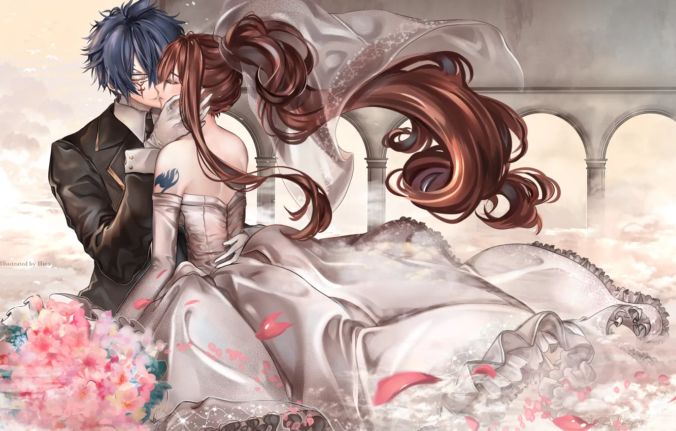 Photo wallpaper fanart, fairy tail, Ezra Scarlet, jellal fernandes, Bridal Veil