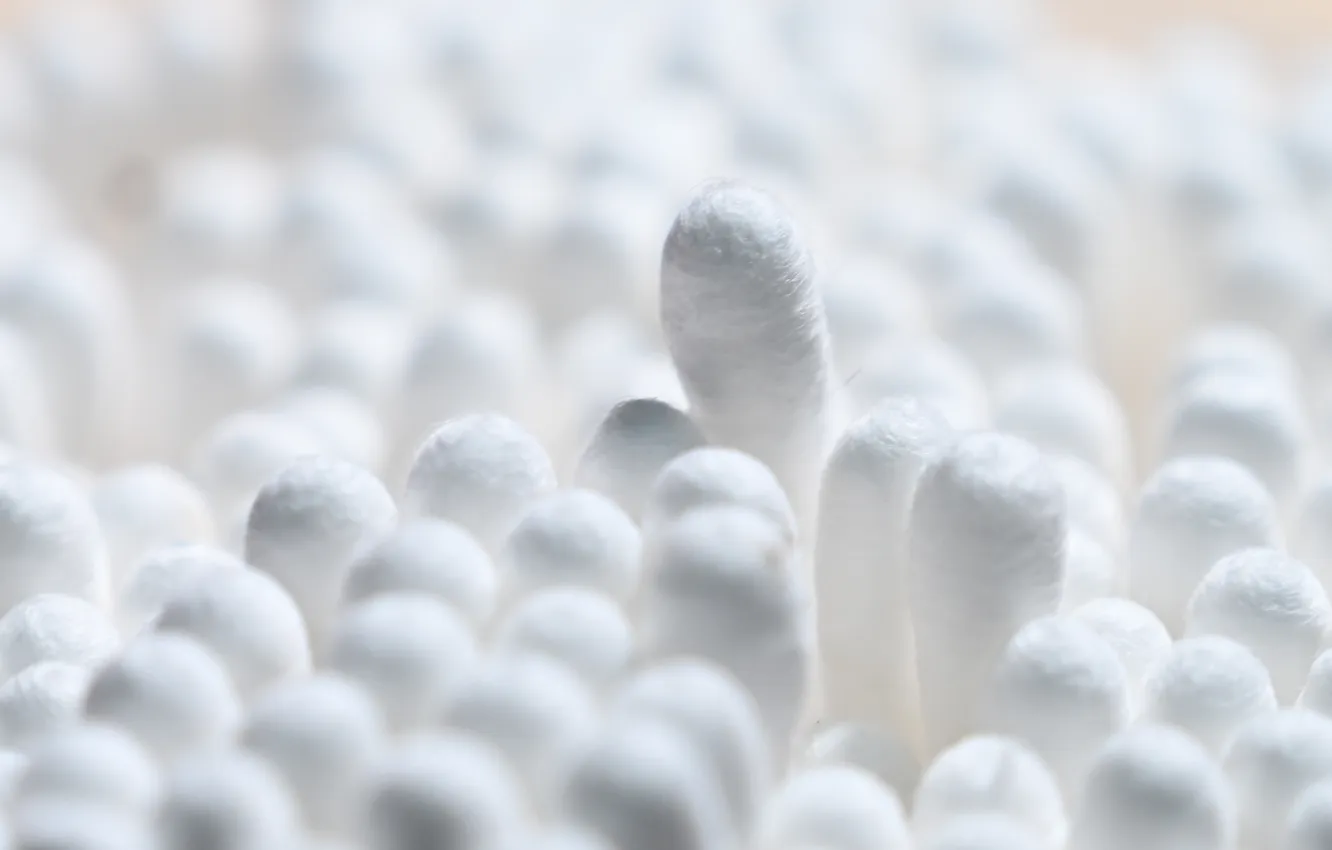 Photo wallpaper white, macro, cotton swabs