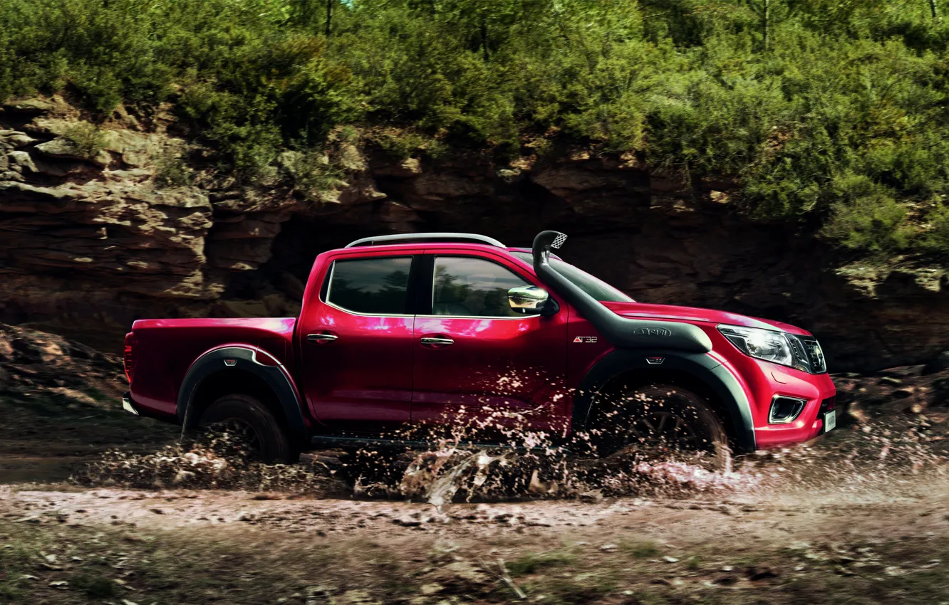 Photo wallpaper squirt, movement, Nissan, pickup, 2018, Navara