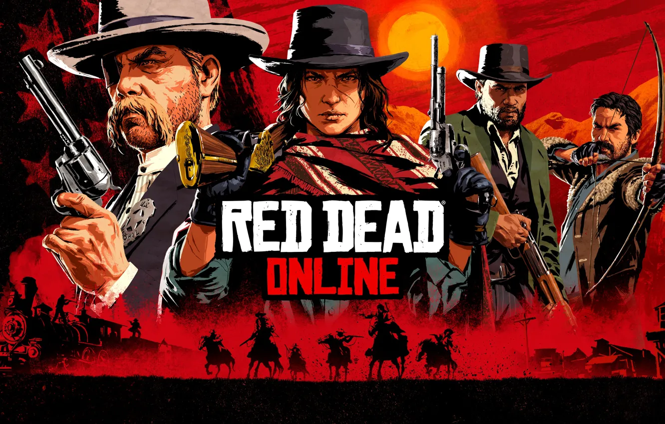 Photo wallpaper the bandits, Rockstar, cowboy, wild West, Red Dead Redemption 2, Red Dead Online