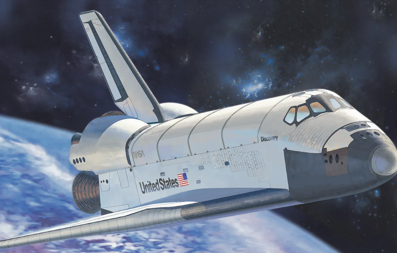 Photo wallpaper space, art, painting, aviation, Space Shuttle Orbiter