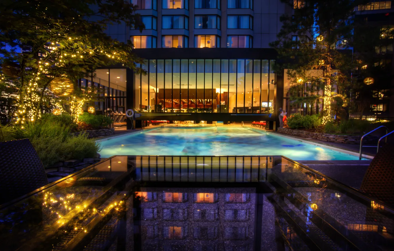 Photo wallpaper water, table, HDR, the evening, pool, pool, The, Four