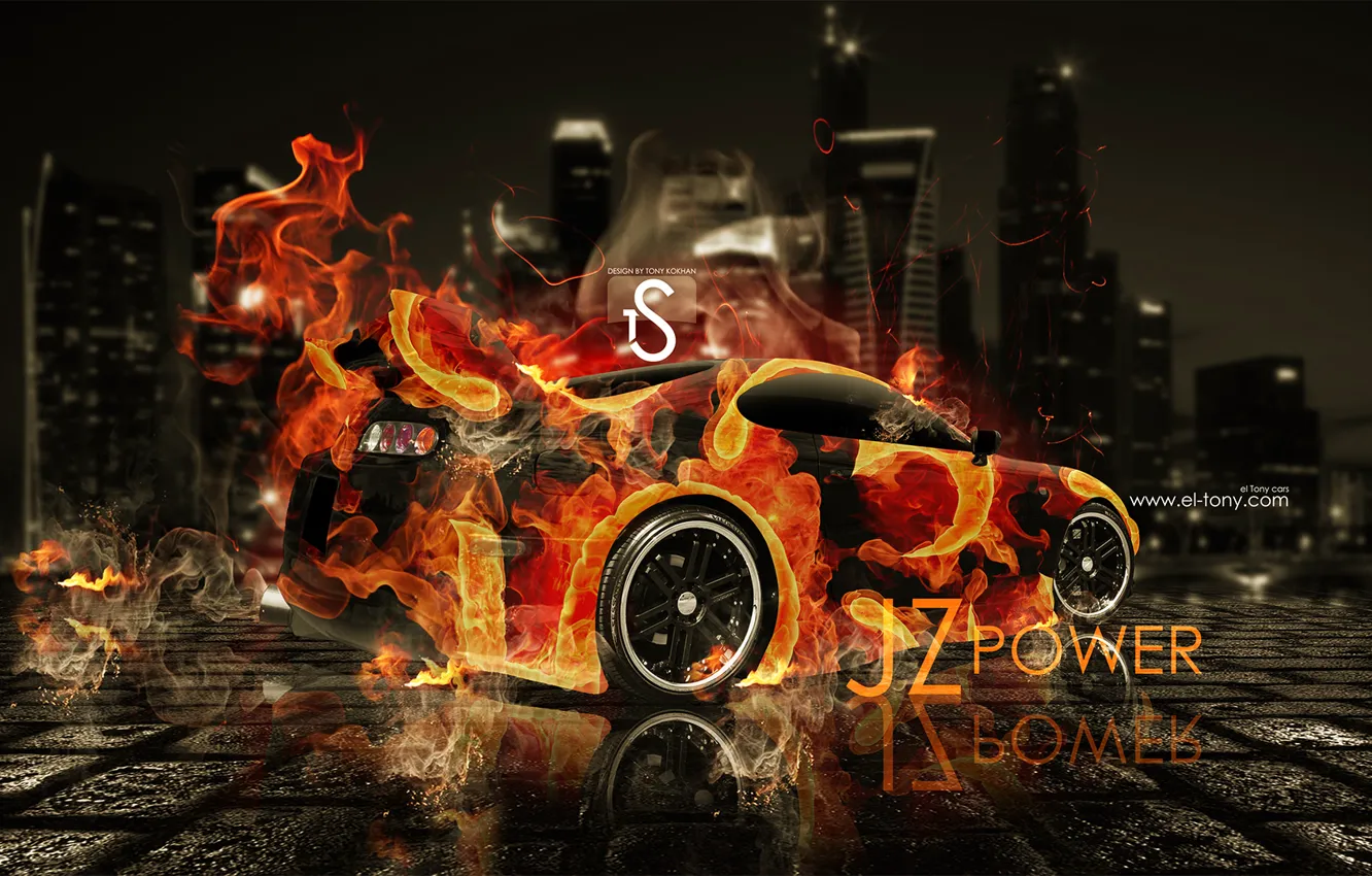 Photo wallpaper Toyota, Supra, el Tony Cars, Fire Car