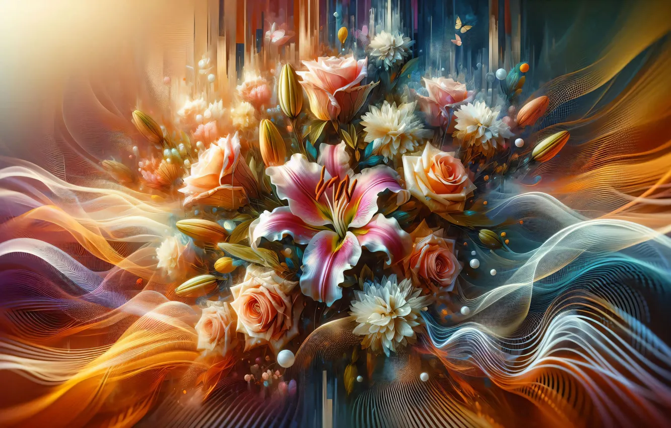 Photo wallpaper flowers, bouquet, bright