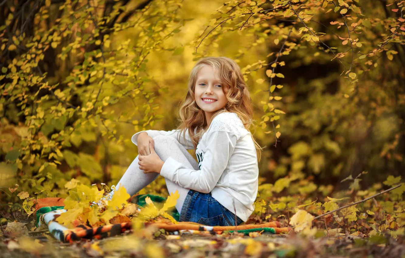 Photo wallpaper autumn, nature, smile, girl, child, Butvilovsky Dmitry