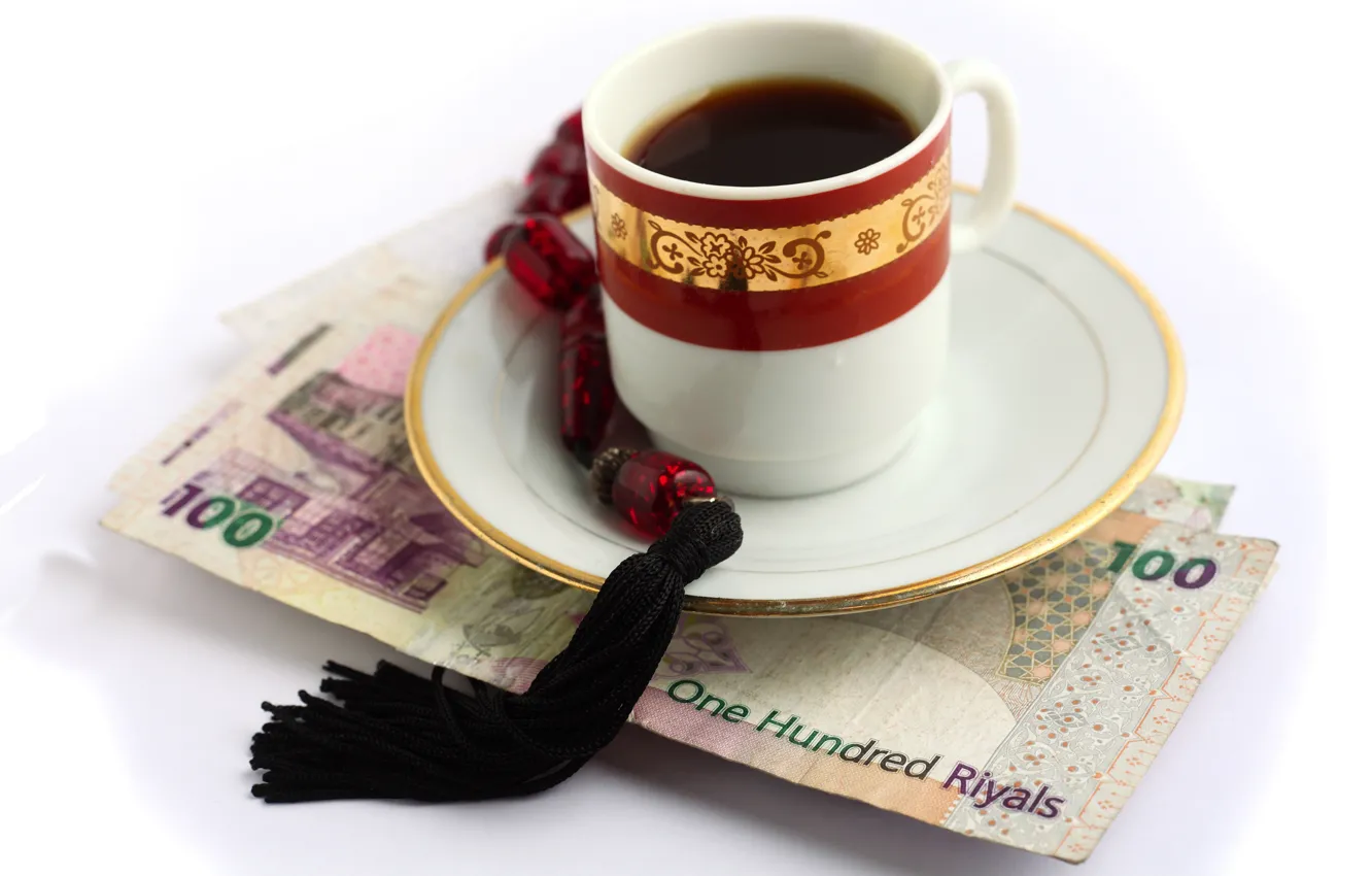 Photo wallpaper tea, money, bills