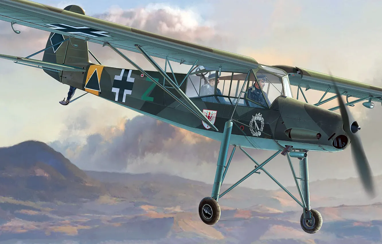 Photo wallpaper scout, Luftwaffe, Fi 156, Fieseler, Storch, small German plane, liaison aircraft