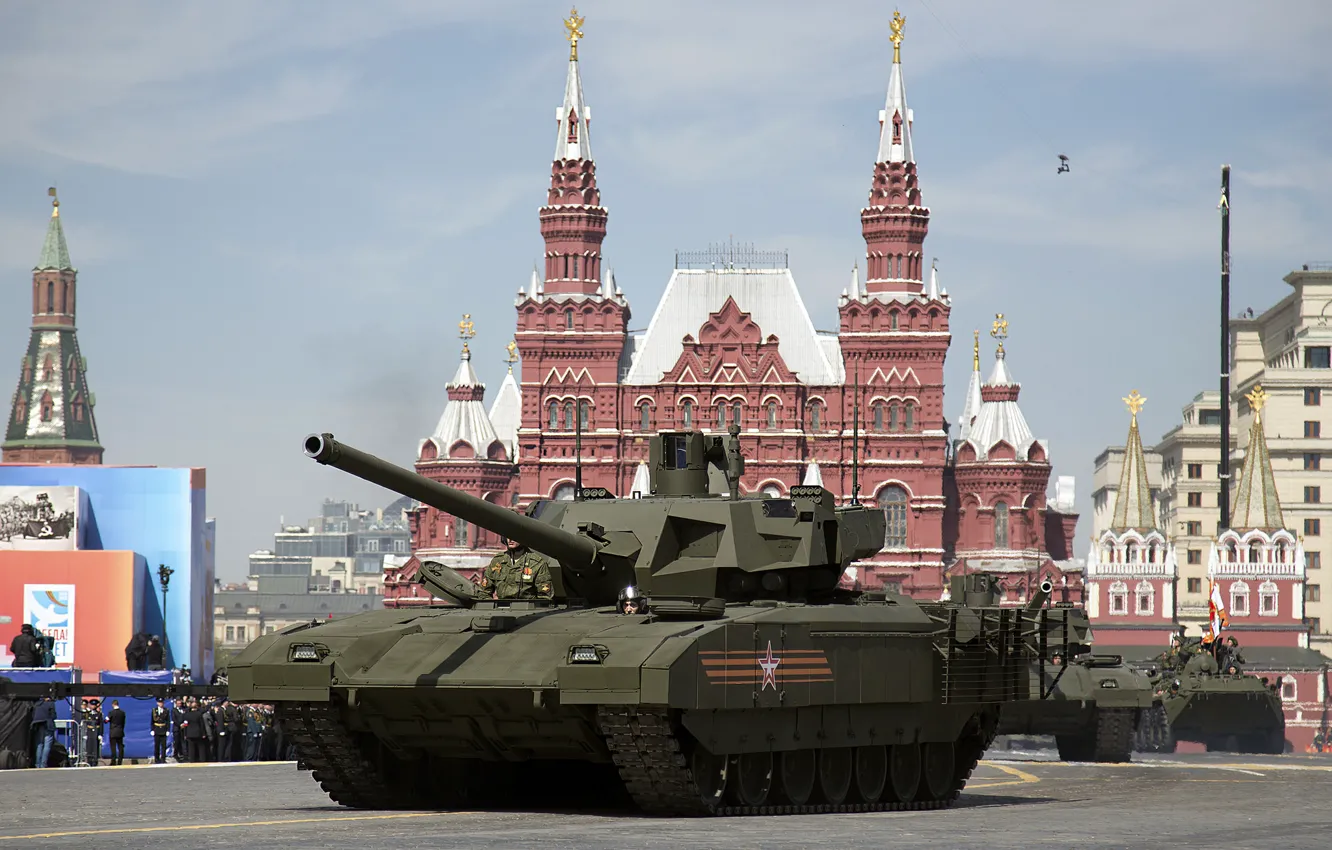 Photo wallpaper holiday, victory day, parade, red square, battle tank, Armata, T-14