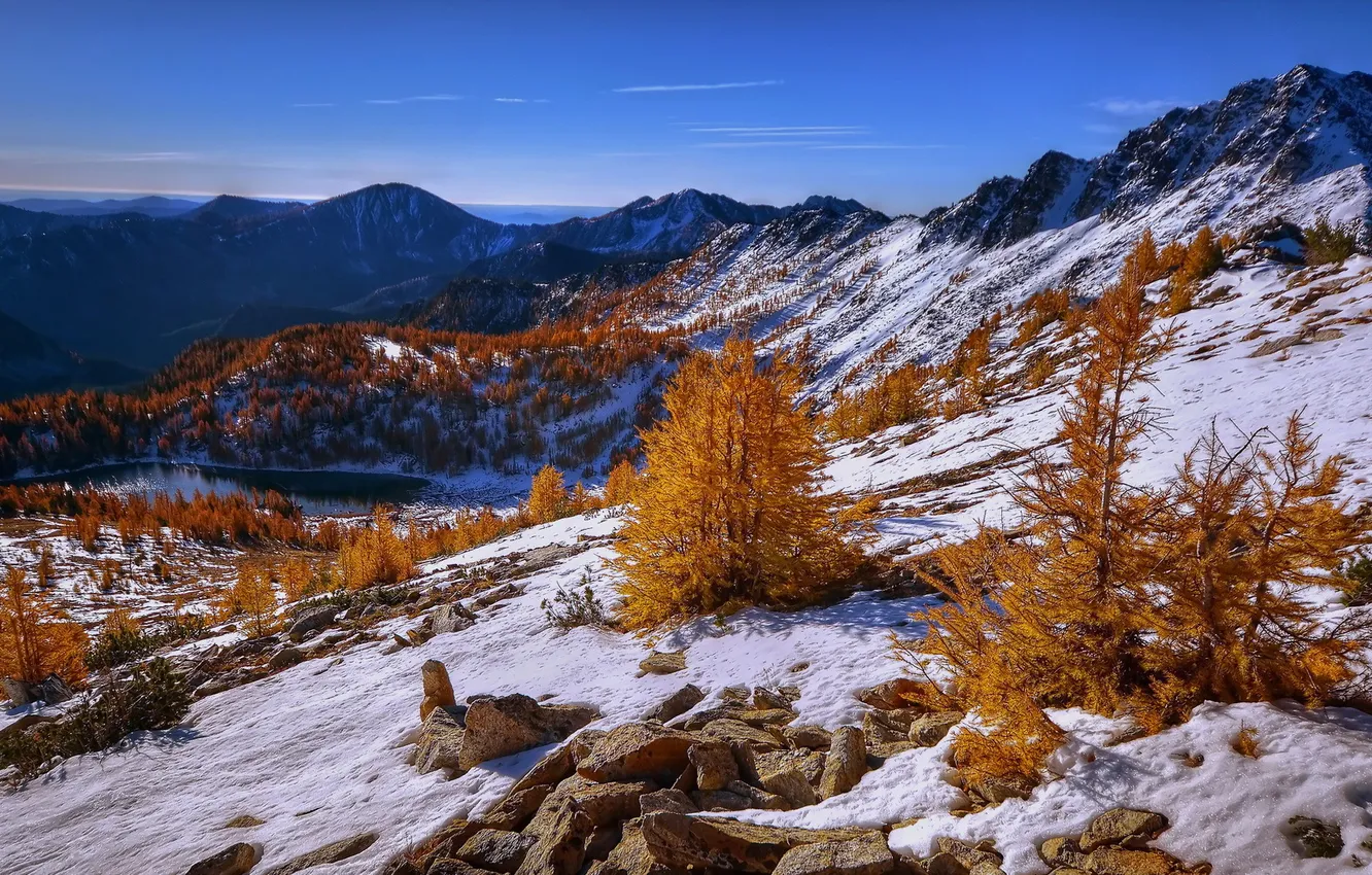 Photo wallpaper autumn, landscape, mountains