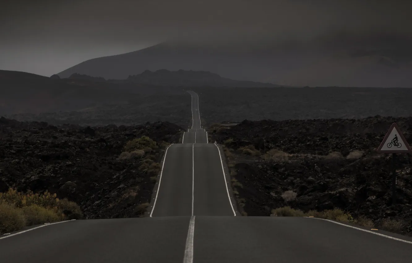 Photo wallpaper road, landscape, night