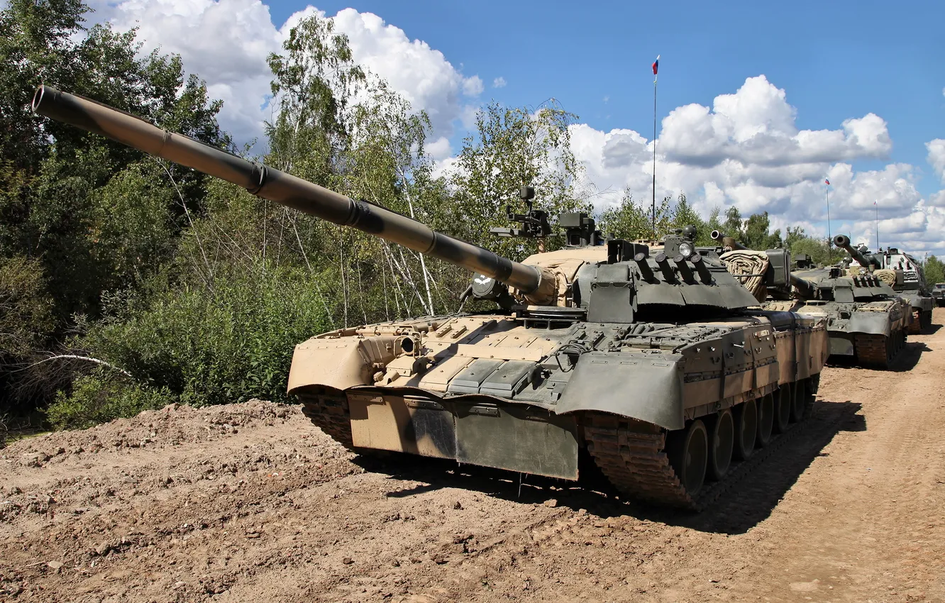 Photo wallpaper power, tank, Russia, column, T-80 UD