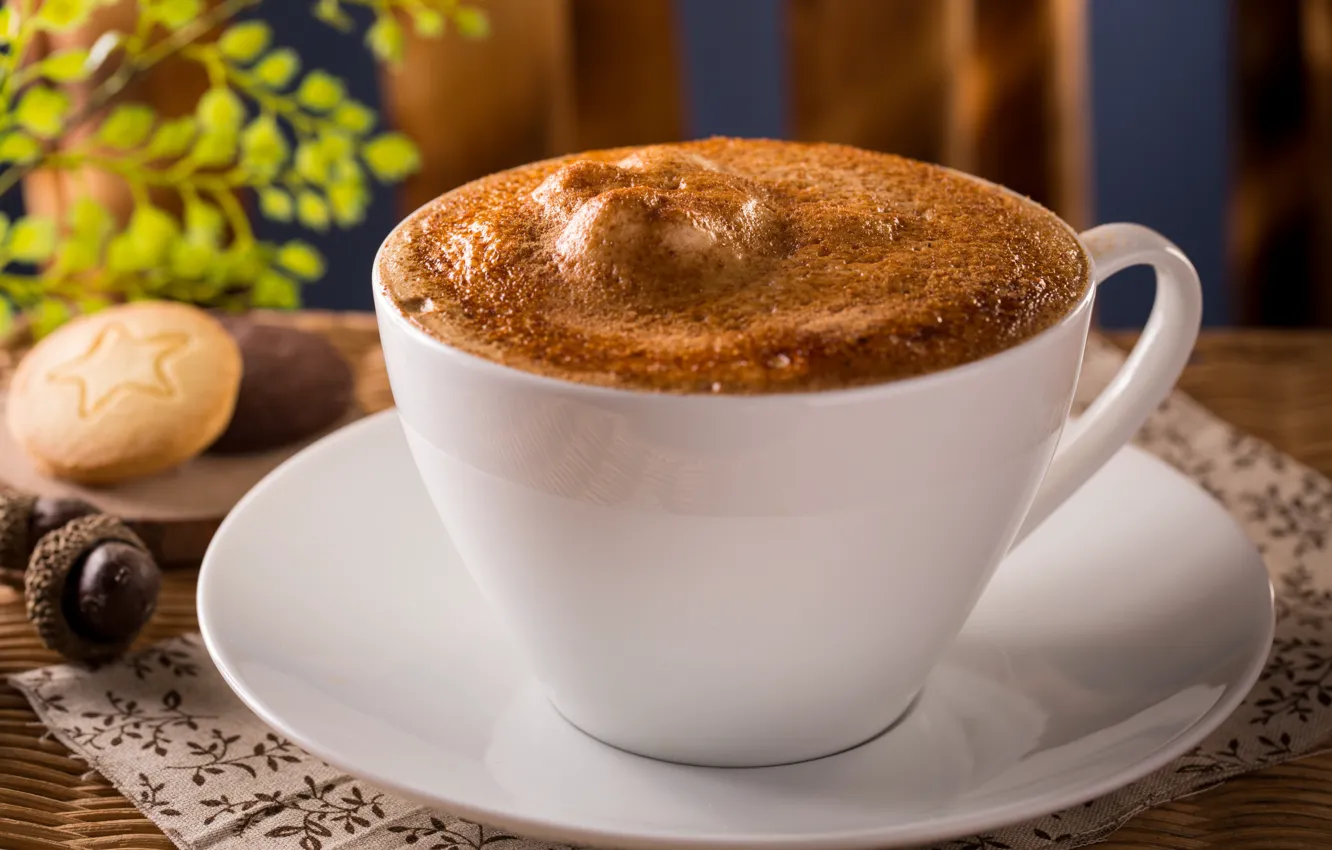 Photo wallpaper coffee, Cup, foam