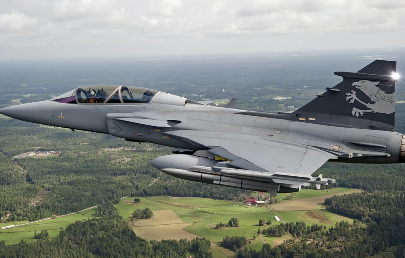 Photo wallpaper fighter, attack, the plane, Sweden, Griffin, Swedish air force, Swedish fourth-generation fighter