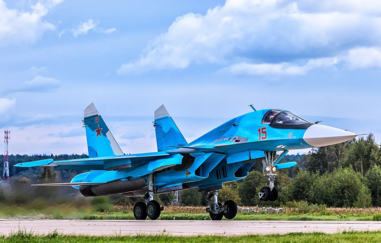 Photo wallpaper the rise, fighter-bomber, SU-34, supersonic, multifunction, generation 4, the product "T-10V", "duckling"