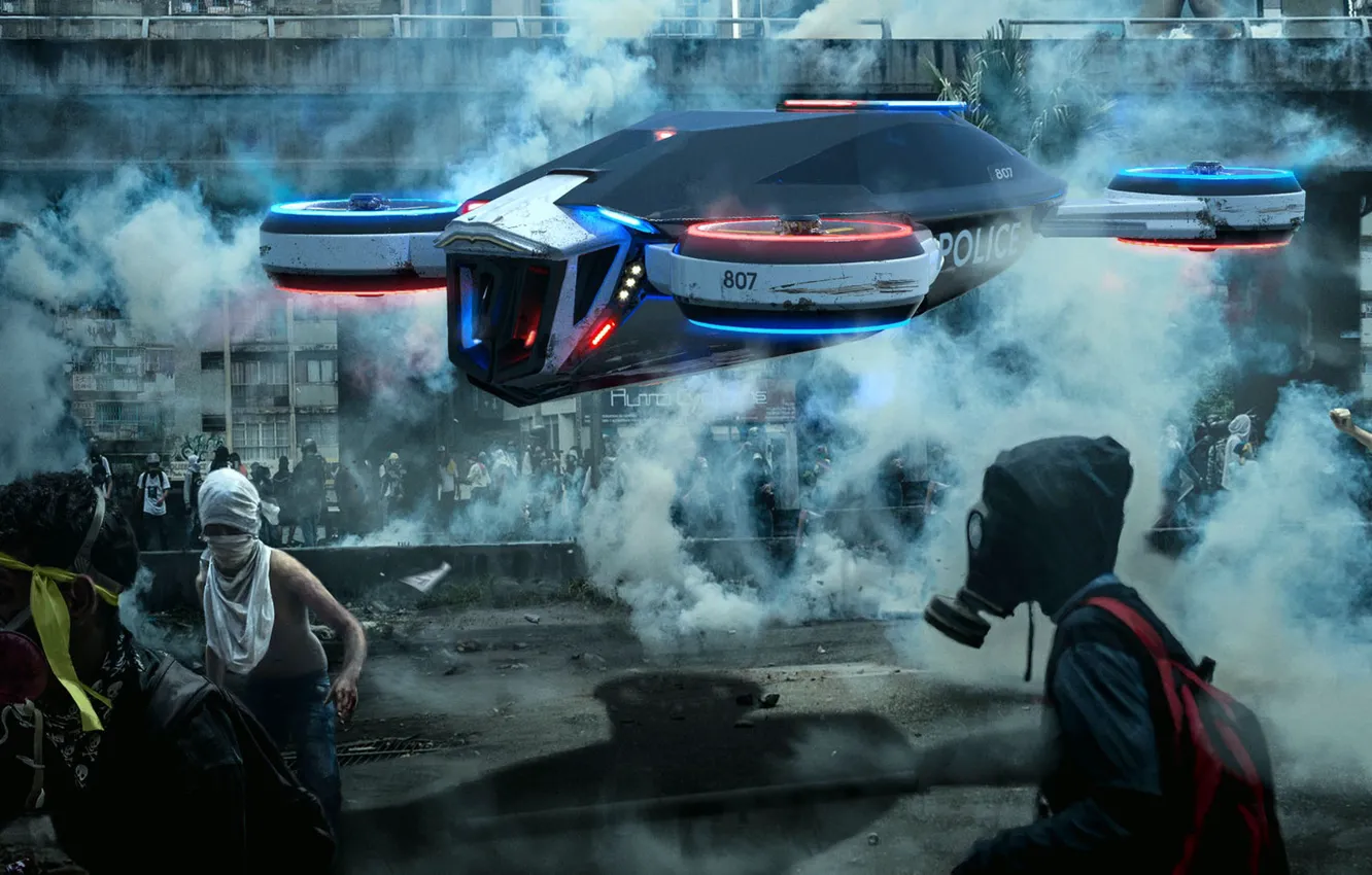 Photo wallpaper police, demonstration, Alex Tornberg, cop riot