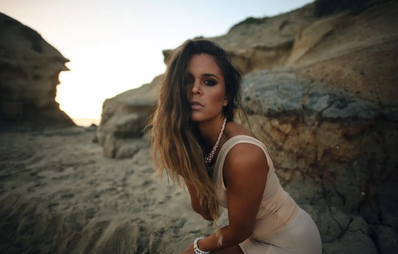 Photo wallpaper girl, pose, sitting