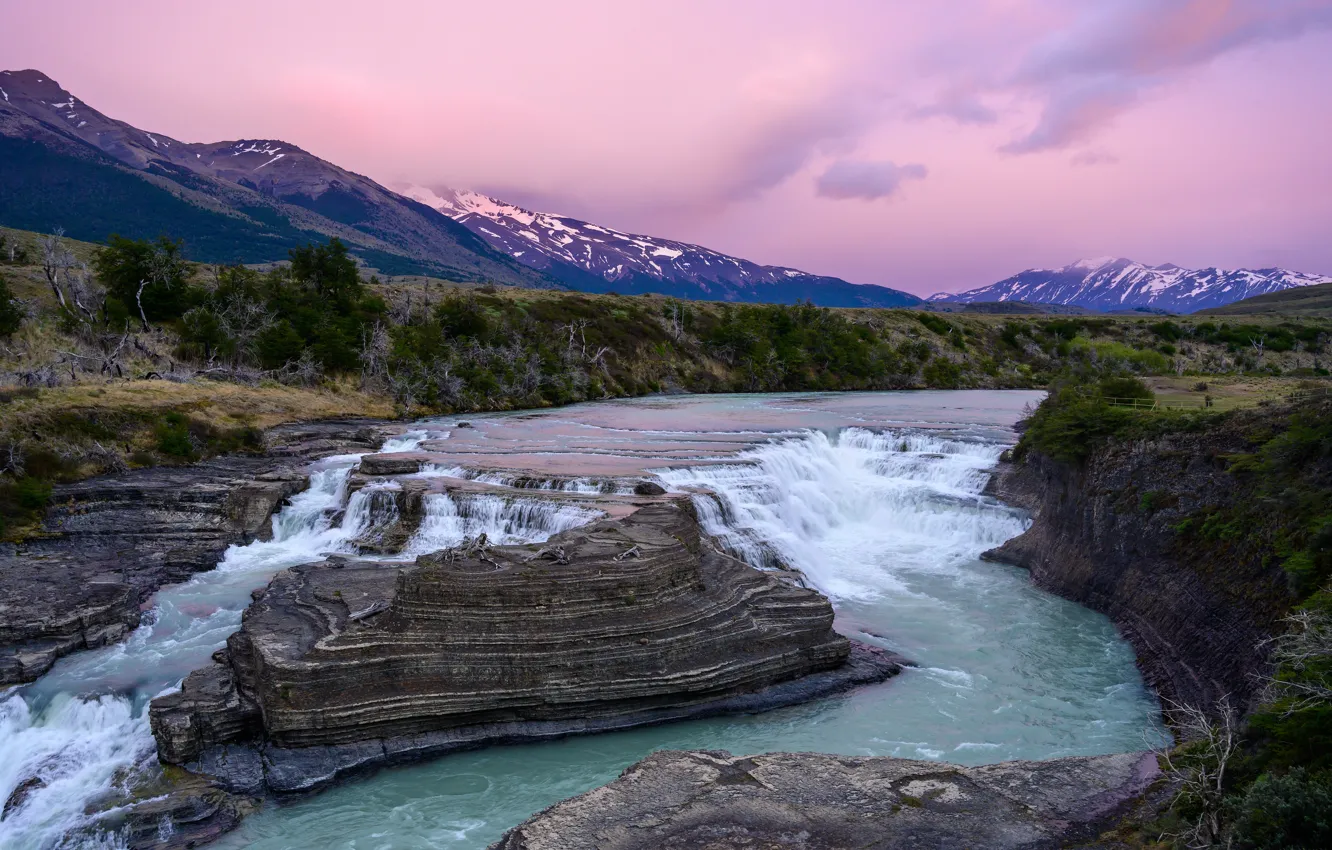 Photo wallpaper landscape, mountains, nature, river, Chile, Patagonia