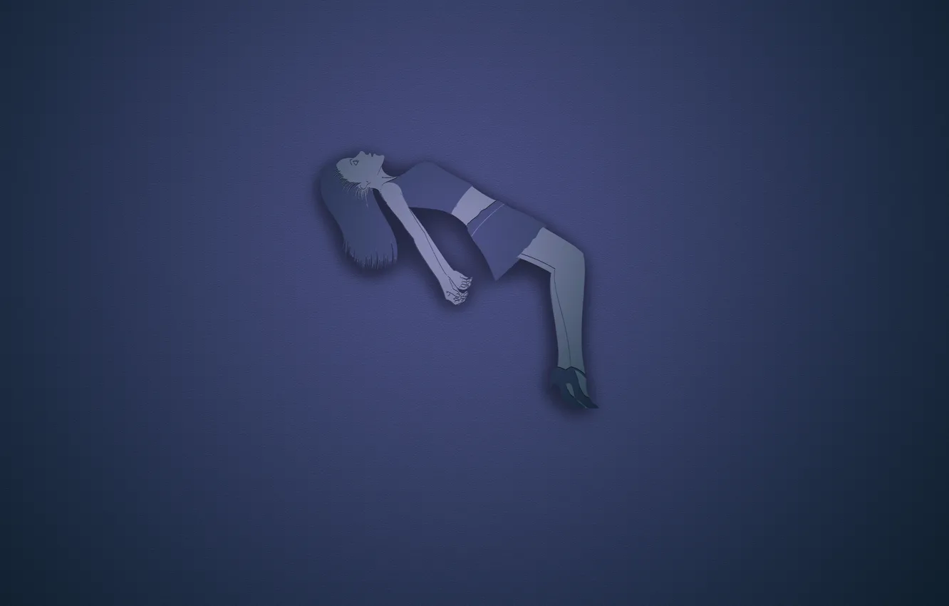 Photo wallpaper girl, blue background, relaxation