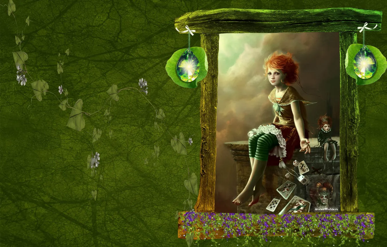 Photo wallpaper girl, map, doll, fairy