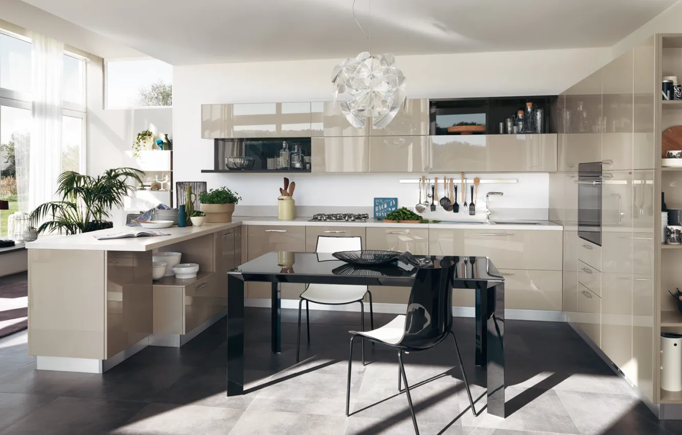 Photo wallpaper style, interior, kitchen, dining room, Italian design, Belmonte Kitchen