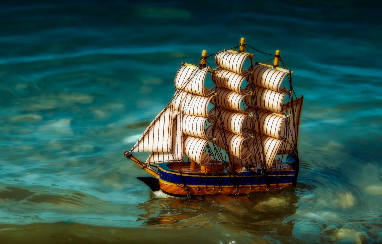 Photo wallpaper water, sailboat, boat, toy