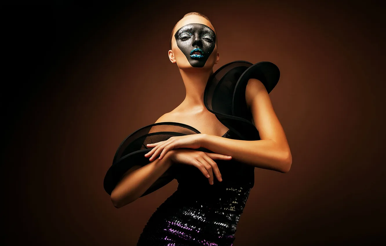 Photo wallpaper girl, pose, style, model, mask, art, gesture