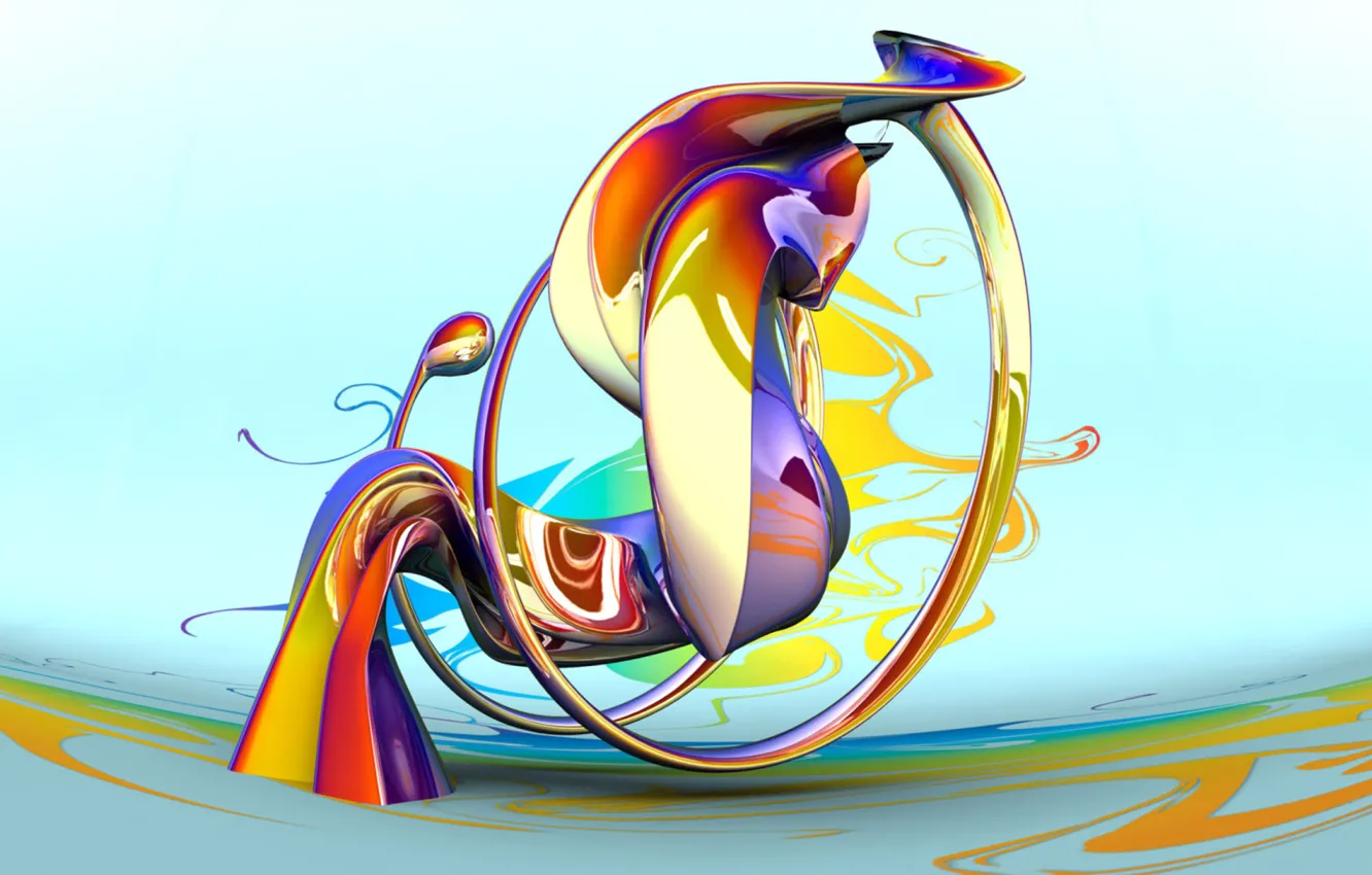 Photo wallpaper wave, abstraction, paint, colors, spiral, plexus, light background, abstraction