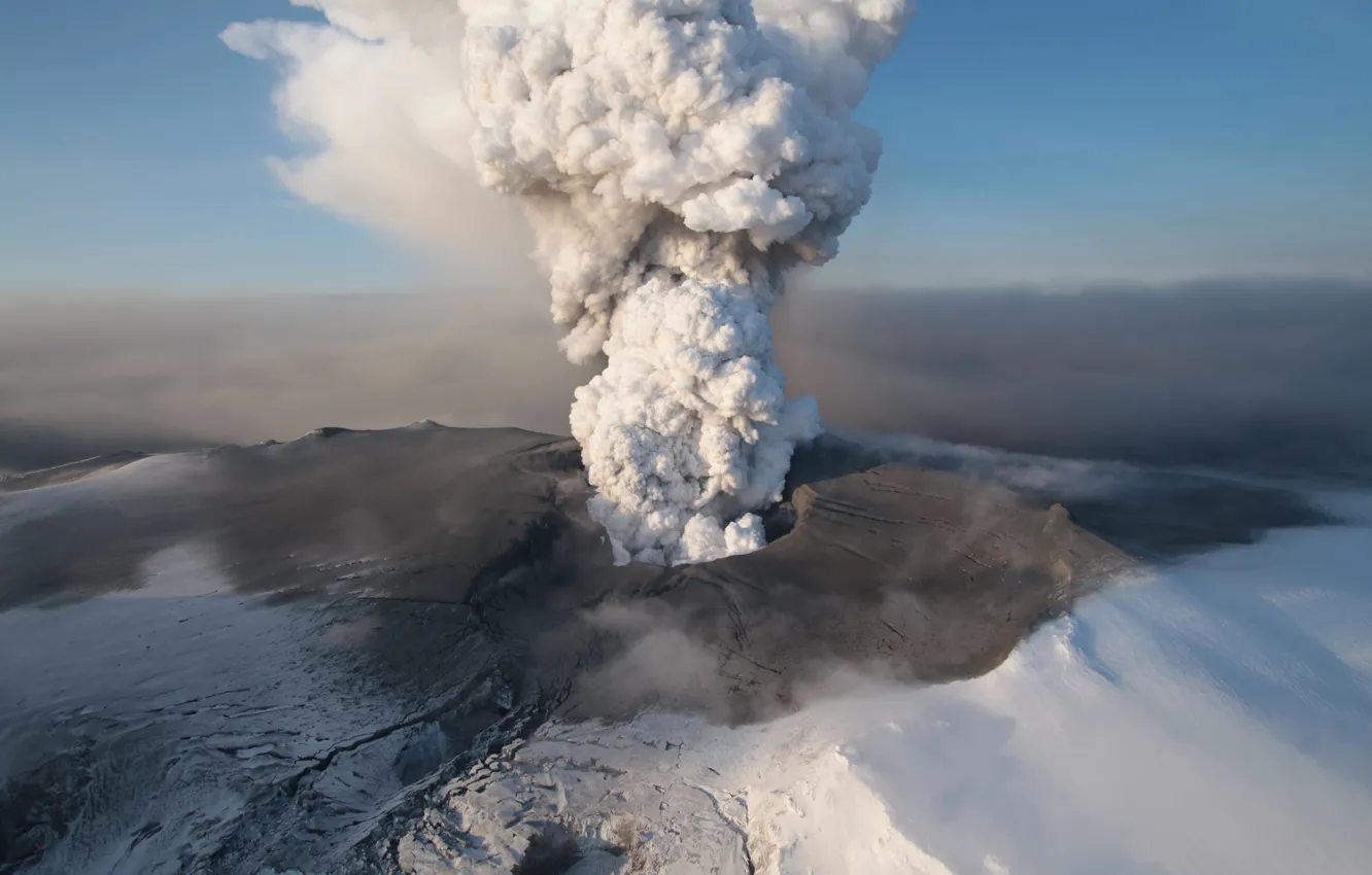 Photo wallpaper ash, smoke, the volcano, the eruption