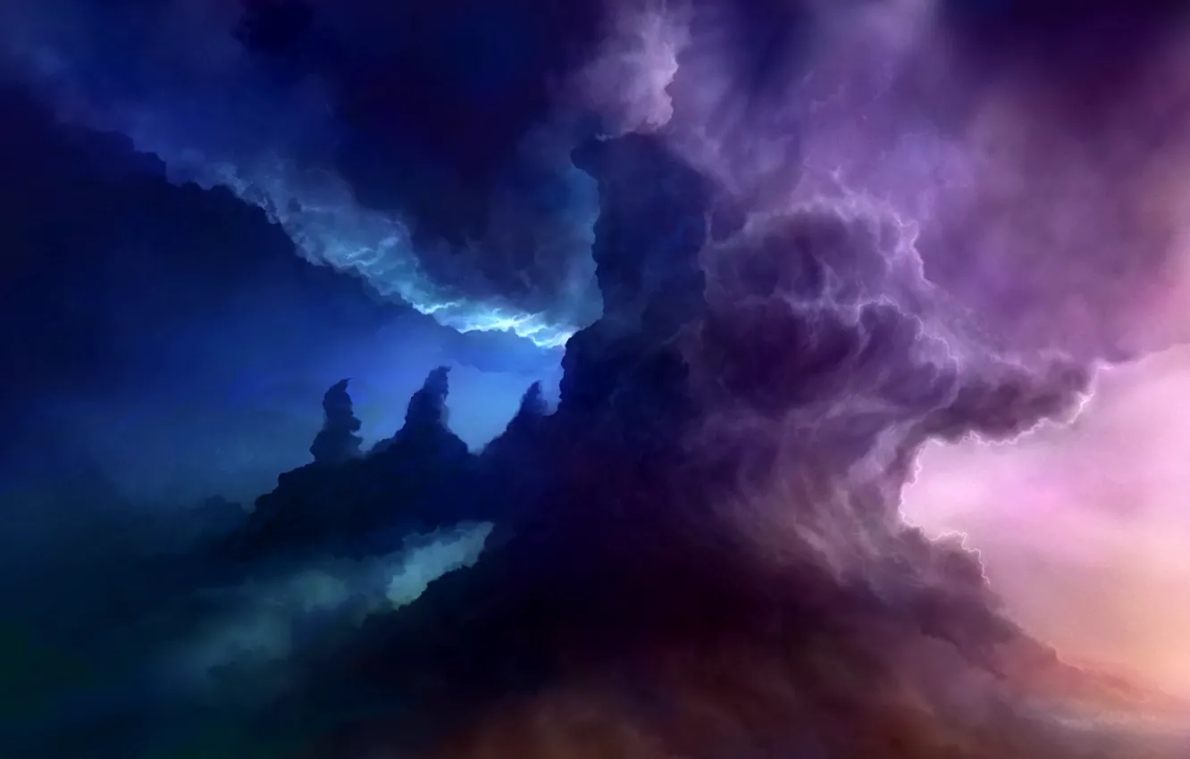 Photo wallpaper the sky, clouds, darkness, art, storm, MasterBo