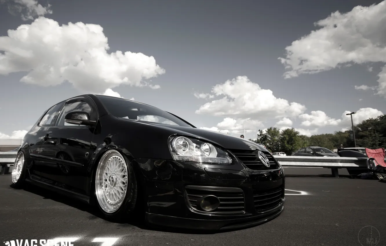 Photo wallpaper black, tuning, Volkswagen, Golf, golf, GTI