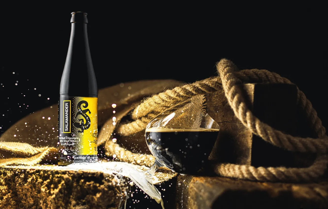 Photo wallpaper bottle, rope, drink, brand