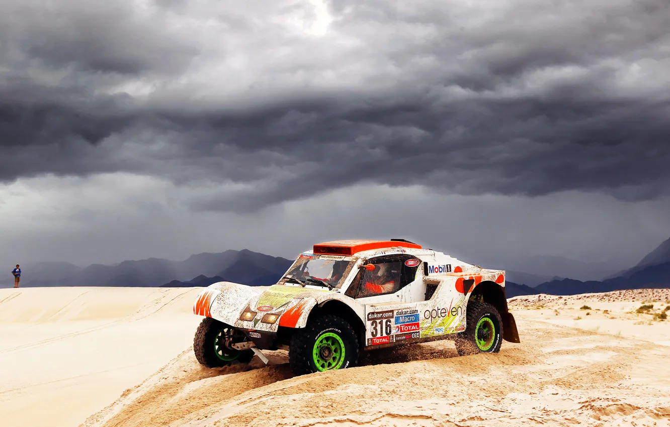 Photo wallpaper clouds, overcast, Sand, Auto, White, Sport, Machine, Race