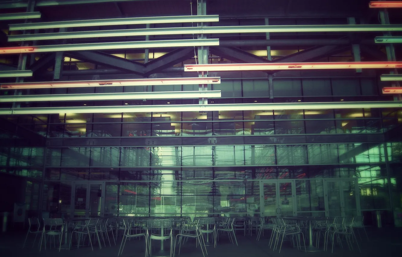 Photo wallpaper the city, minimalism, cafe, architecture