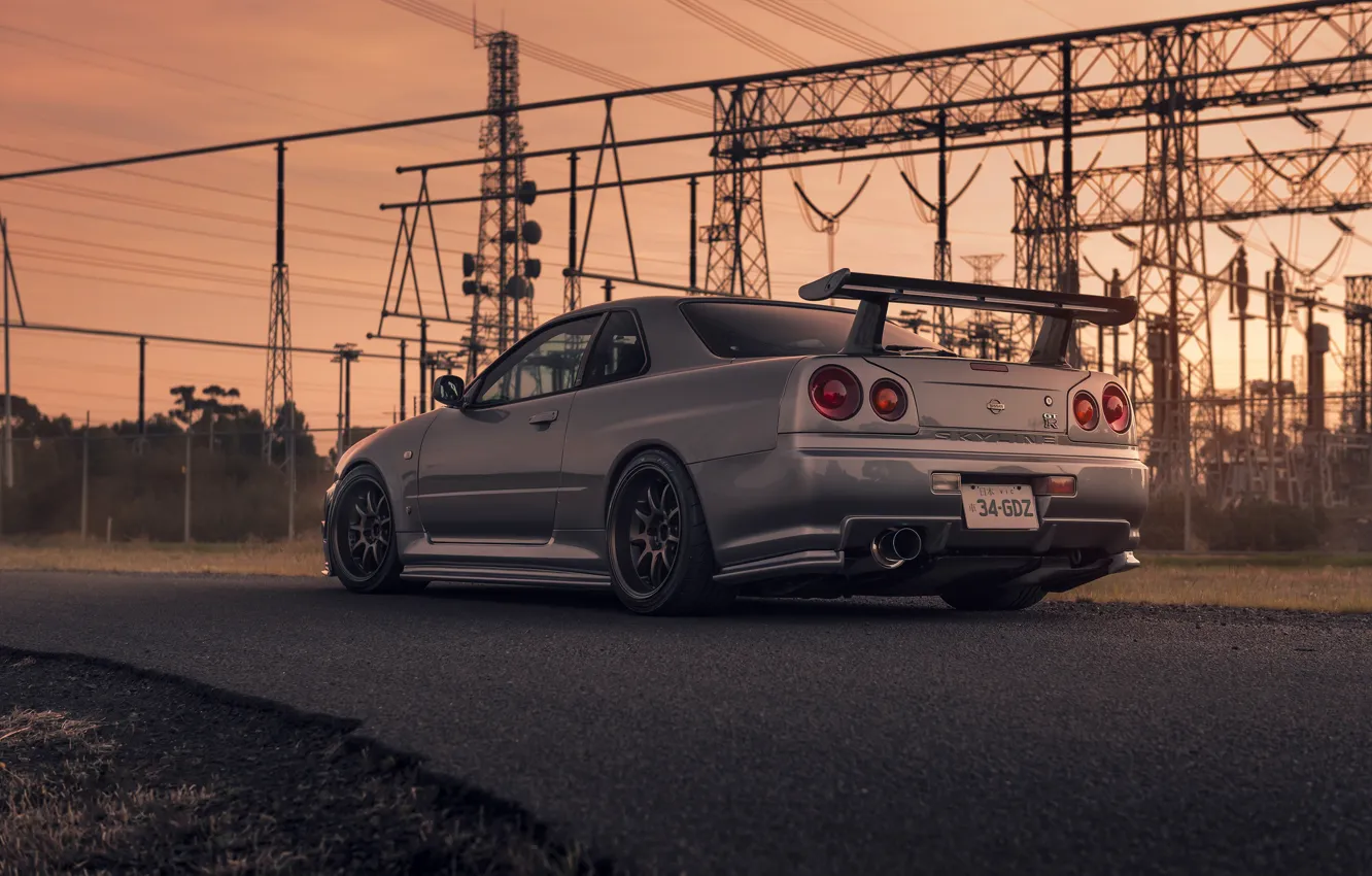 Photo wallpaper Nissan, Car, Skyline, Sport, R34, Rear