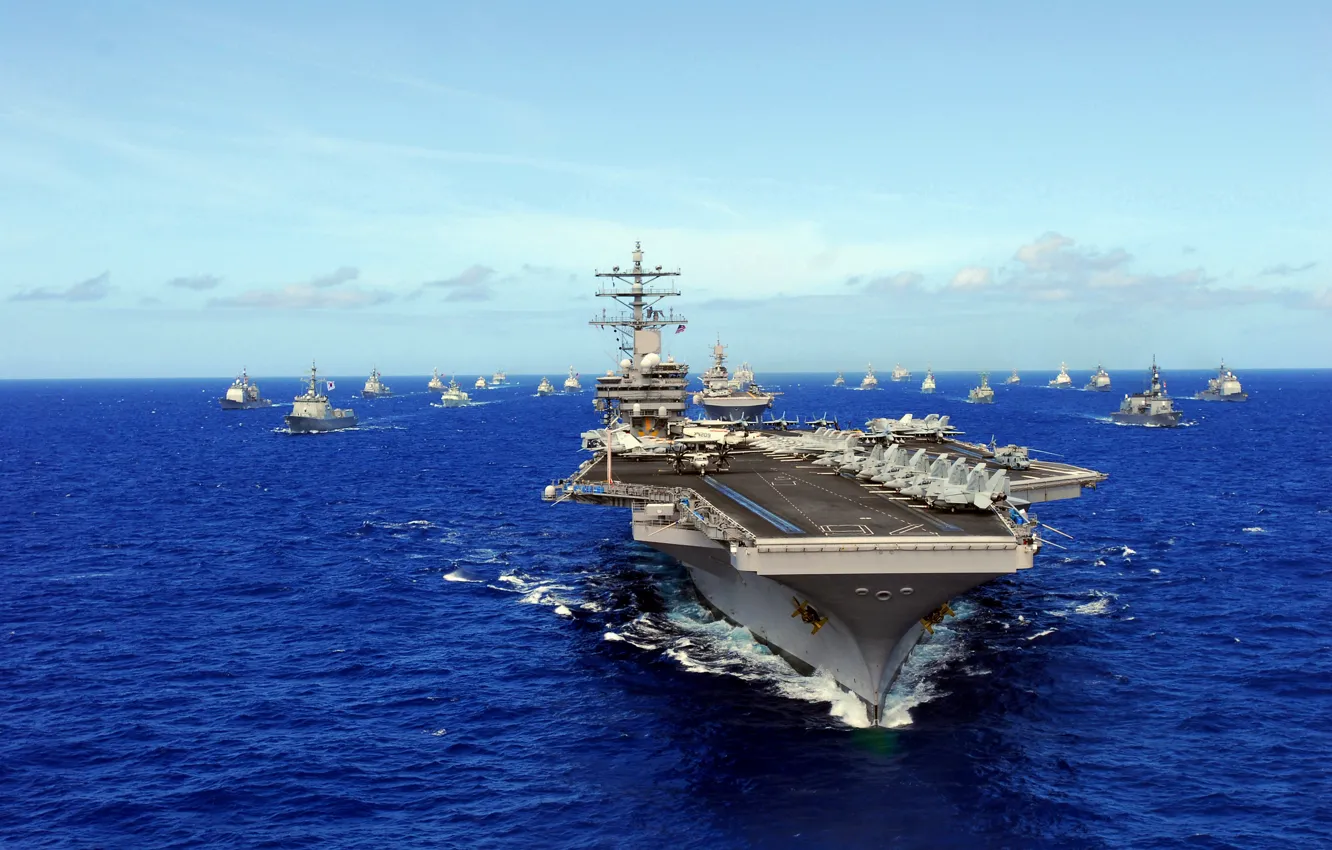 Photo wallpaper sea, ships, the carrier, USS, Ronald Reagan, type "Nimitz", (CVN-76)