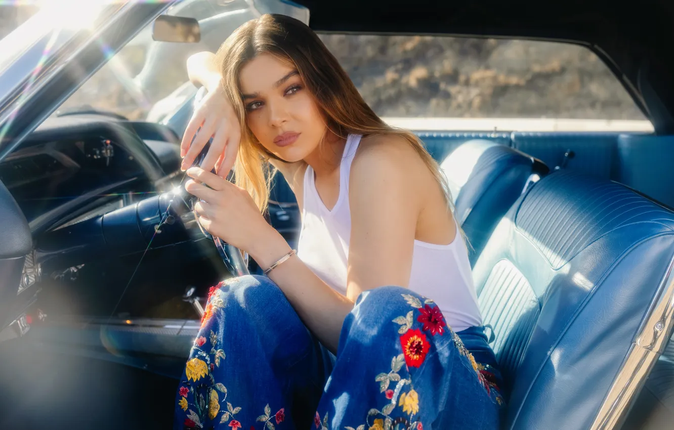 Photo wallpaper machine, look, the sun, pose, model, hair, figure, actress