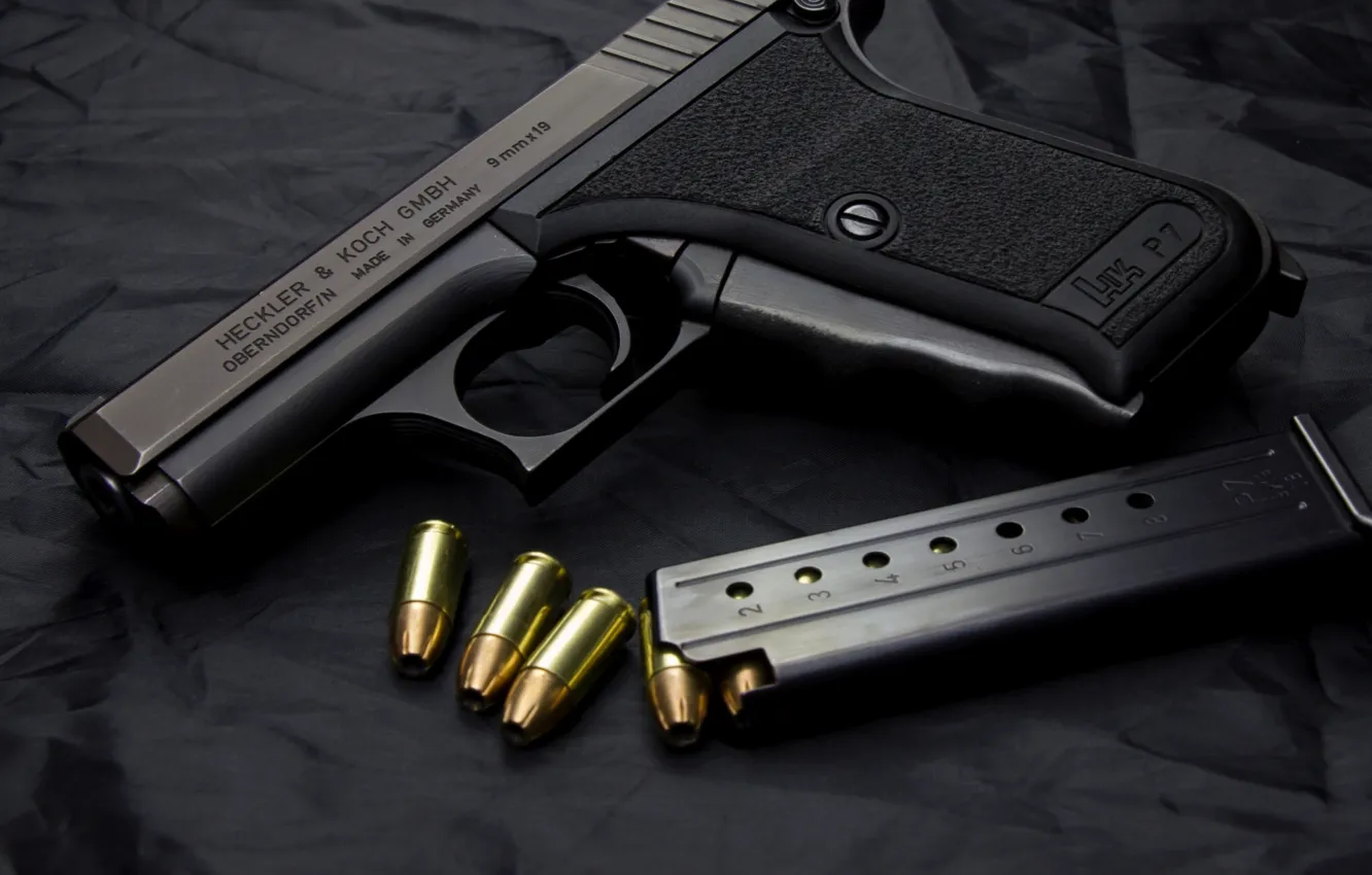 Photo wallpaper pistol, weapons, clip, cartridges, heckler and koch