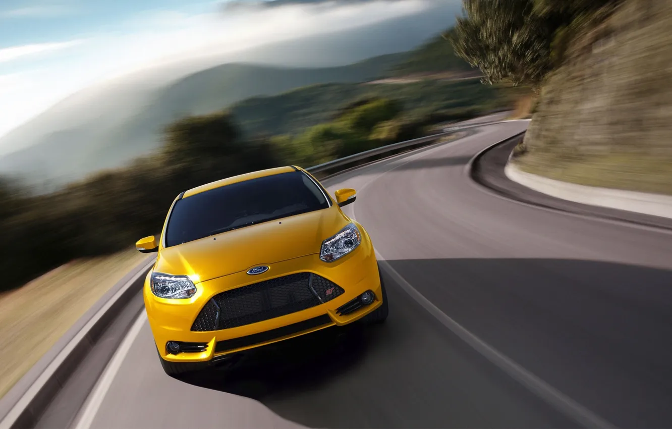 Photo wallpaper road, yellow, speed, ford