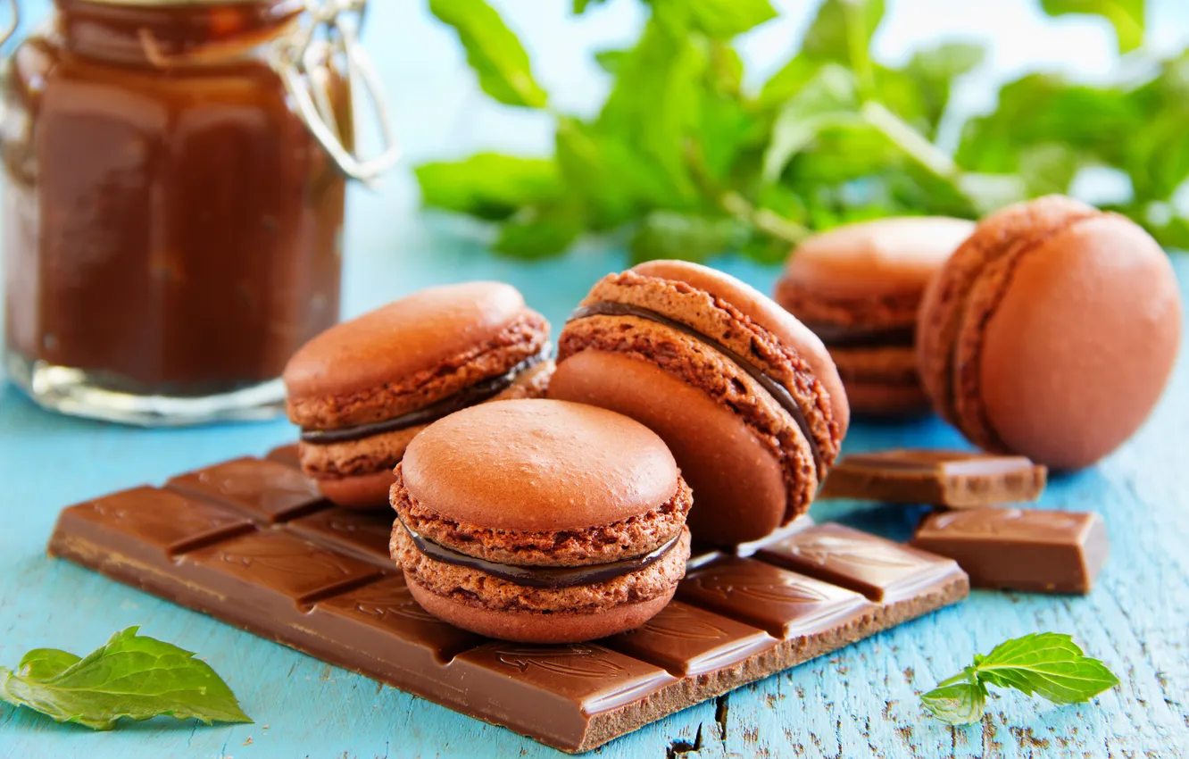 Photo wallpaper the sweetness, chocolate, cake, chocolate paste, macaroon