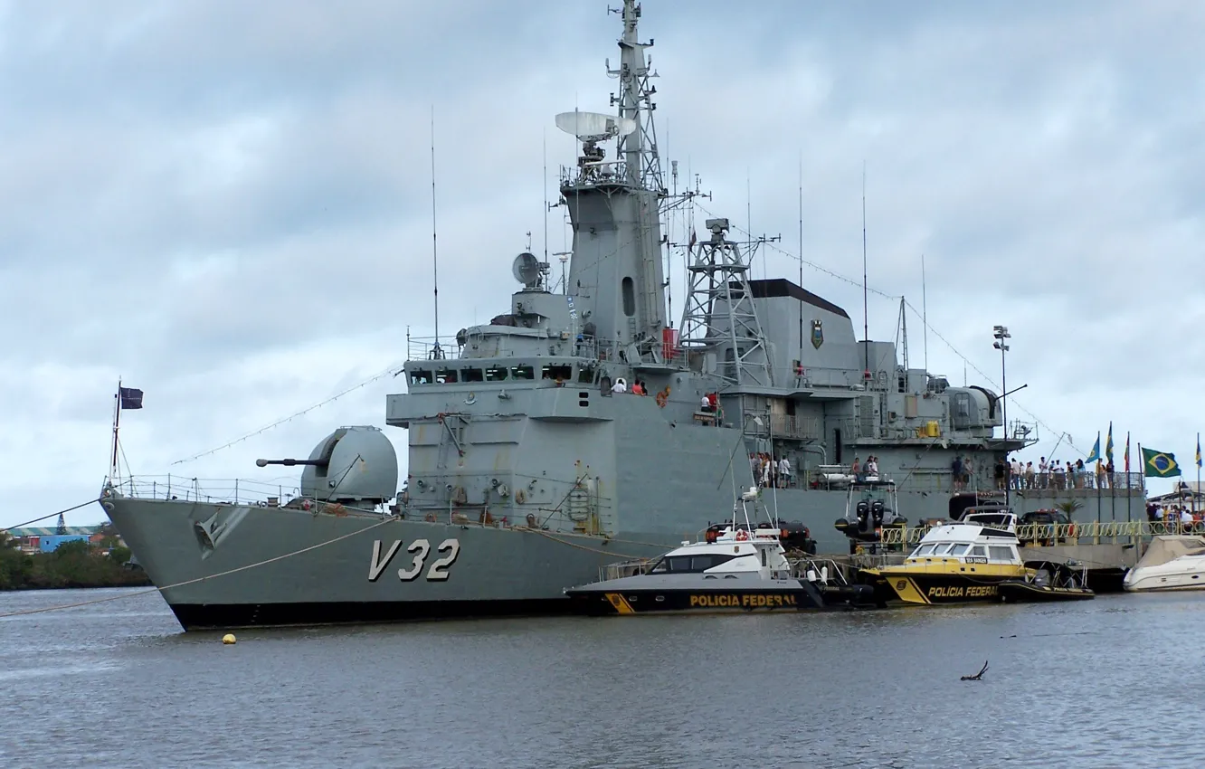 Photo wallpaper Corvette, flag, boats, cannon, navy, triple launcher Mk 32 torpedoes a / S of 324mm, …