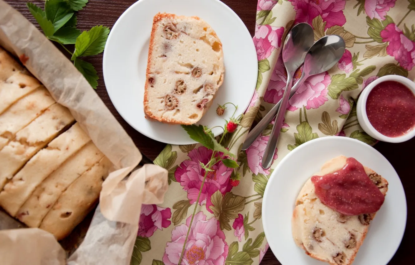 Photo wallpaper berries, food, cakes, jam, cupcakes