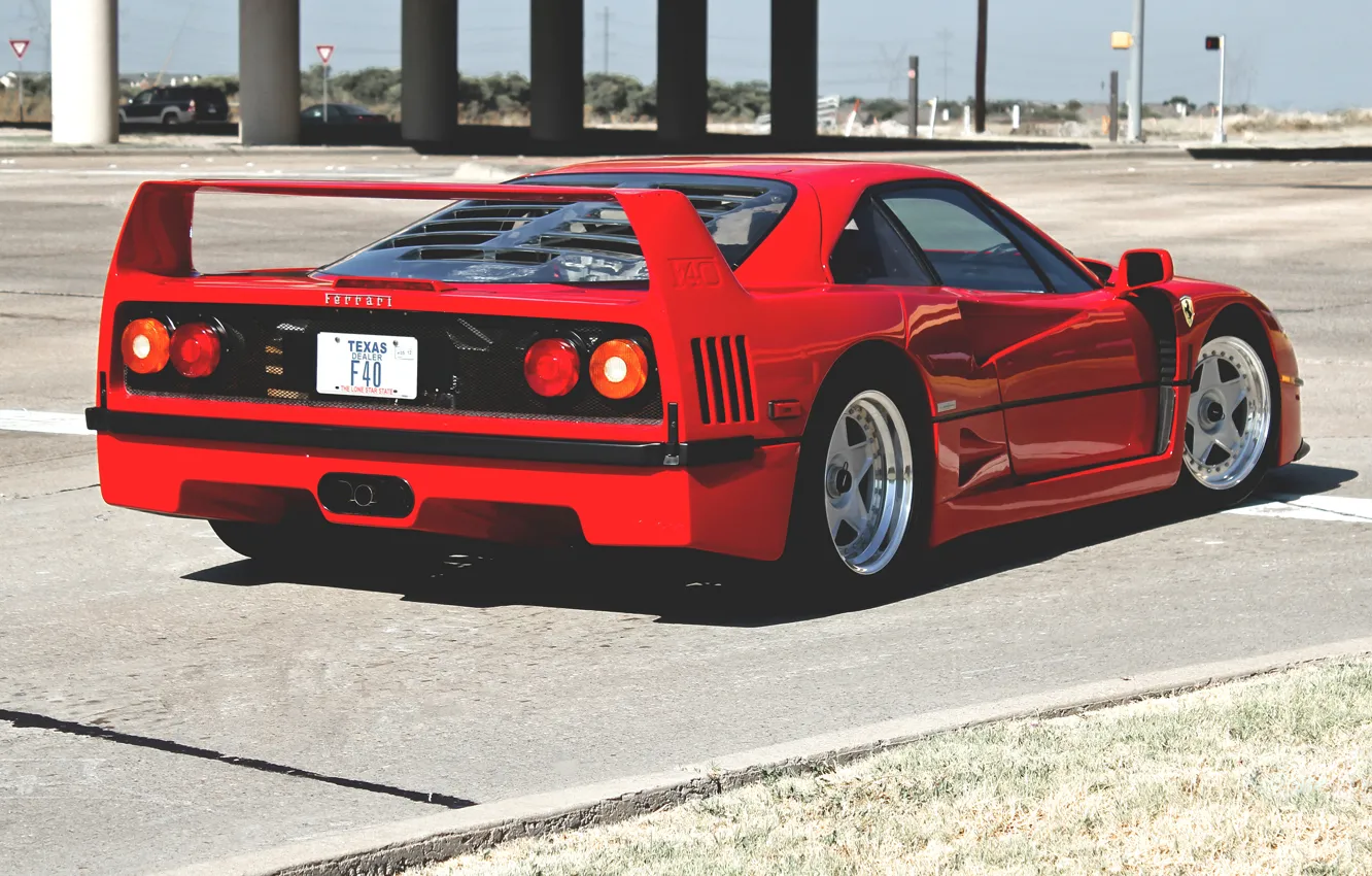 Photo wallpaper red, street, Ferrari, red, Ferrari, street, back, f40