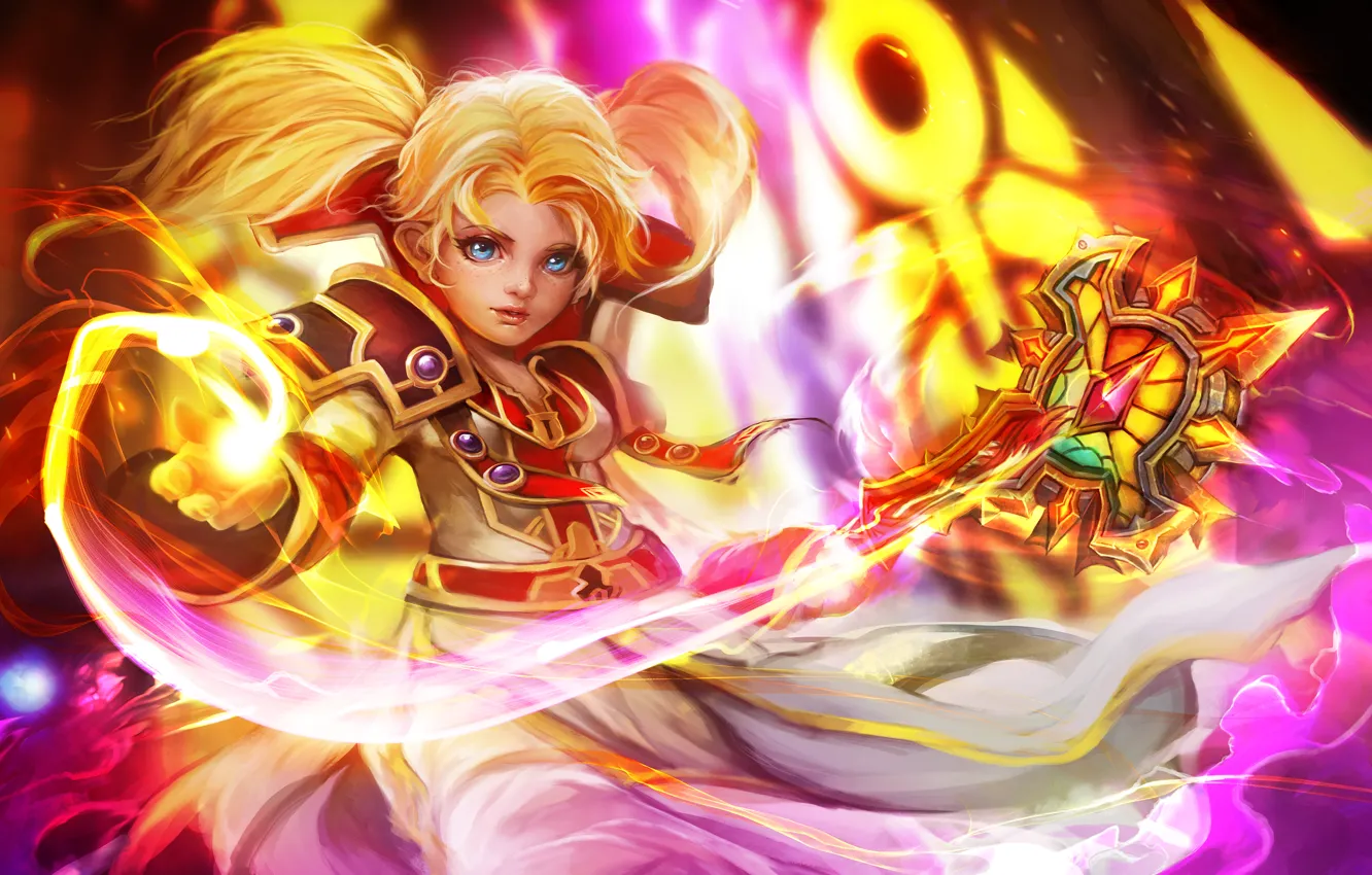 Photo wallpaper Blizzard, gnome priest, dwarf, World of Warcraft, art, warcraft