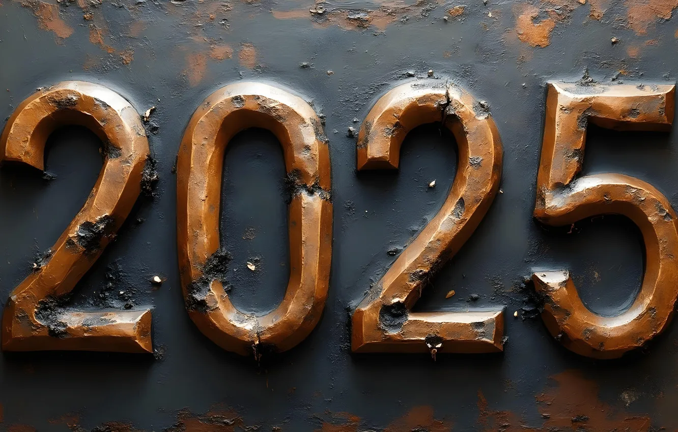 Photo wallpaper new year, figures, date, 2025, AI art, New Year 2025, neural network