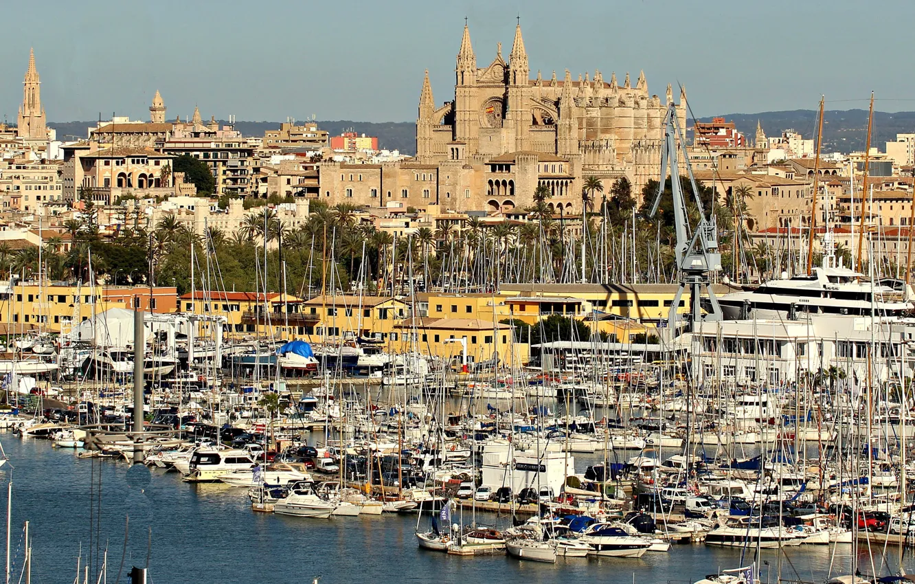 Photo wallpaper yacht, Cathedral, harbour, France, Marseille, port, boat