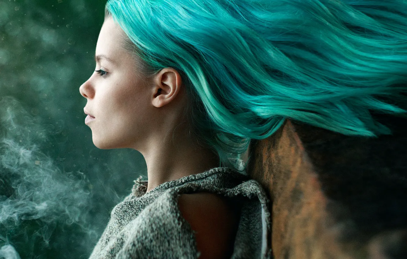 Photo wallpaper hair, smoke, Masha Sidorova