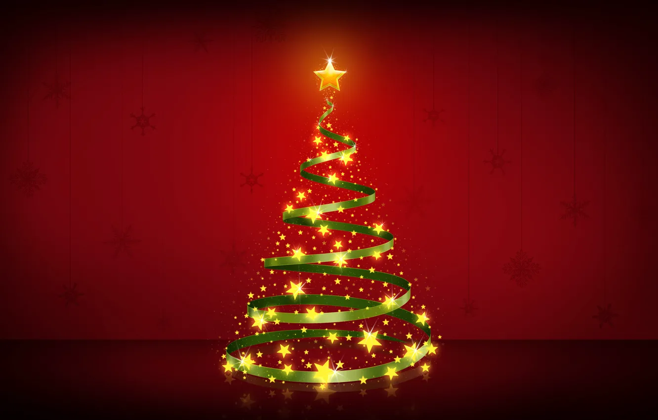 Photo wallpaper stars, red, background, tree, new year