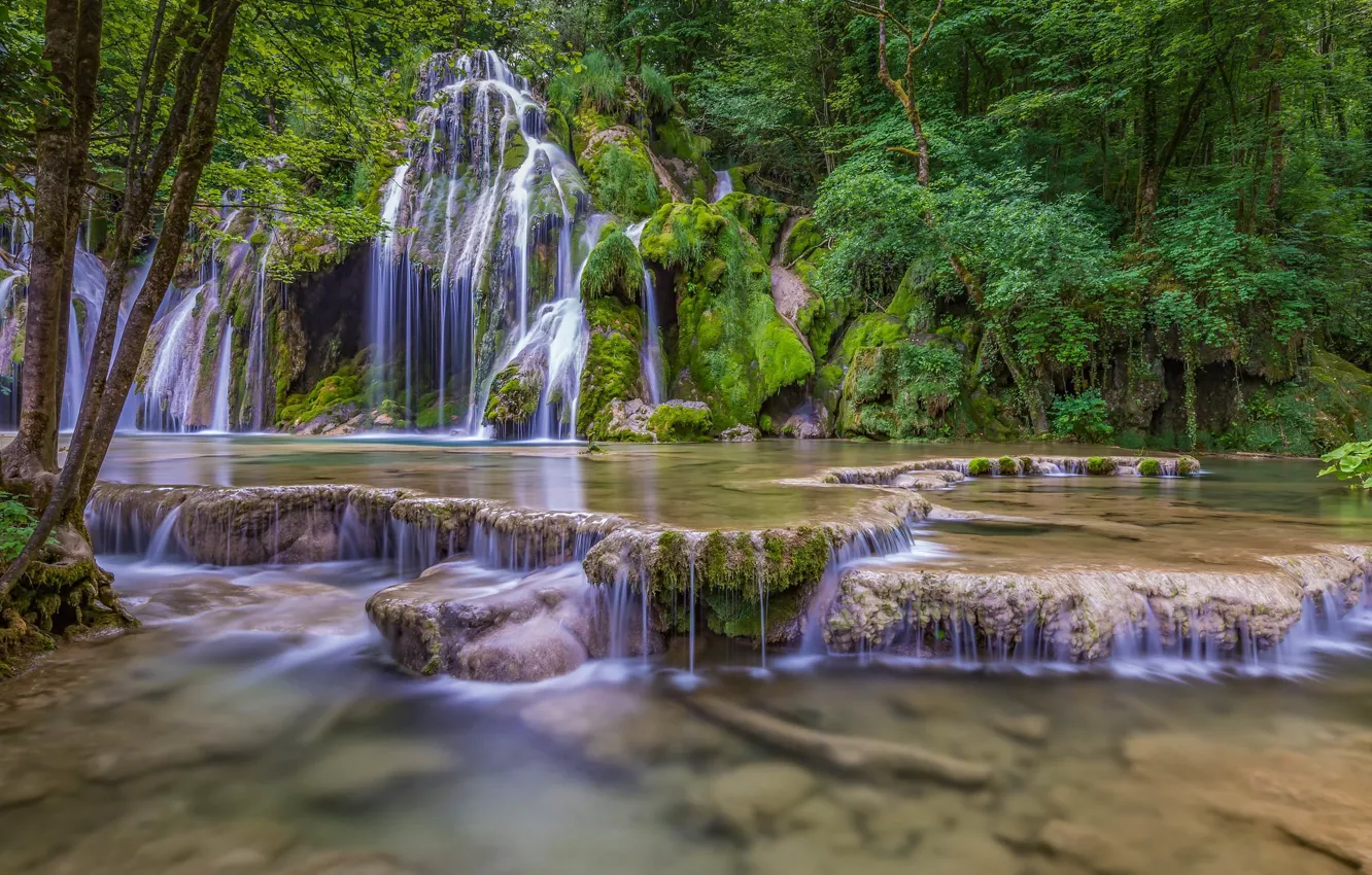 Photo wallpaper nature, lake, waterfall, beauty