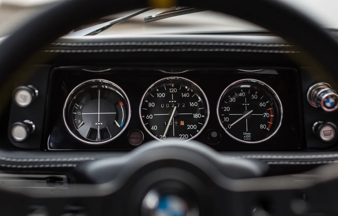 Photo wallpaper machine, auto, retro, BMW, panel, speedometer, BMW, the wheel